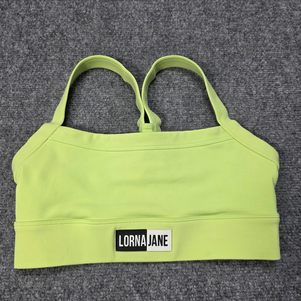 Lorna Jane Neon Lime Green Sports Bra Crop Top Size S Small Activewear Yoga‎ Gym - Picture 2 of 7